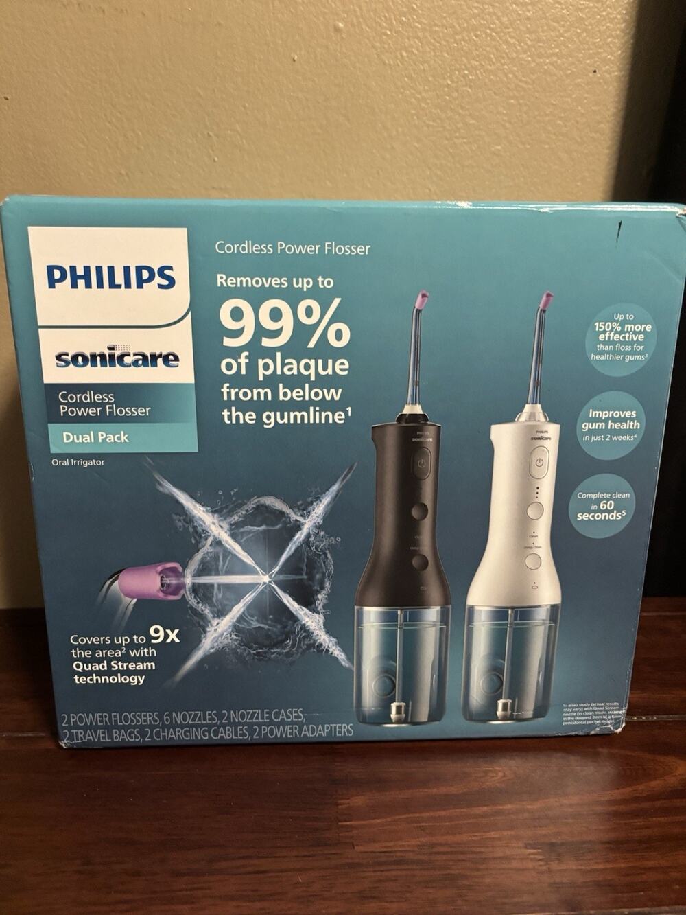 Philips Sonicare Cordless Rechargeable Power Water Flosser, 2-pack